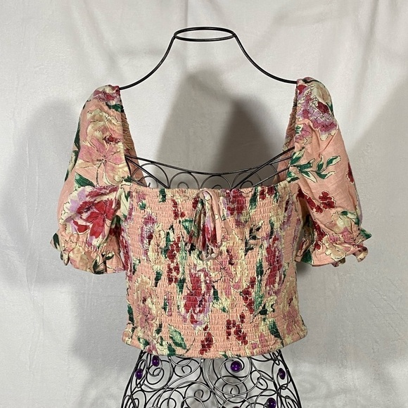 NWT Band of Gypsies mauve puff sleeve crop top size M - Picture 2 of 10